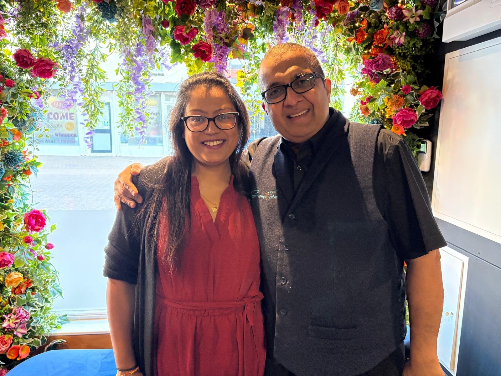 Manjit Kanwal and his wife at Saffron Table